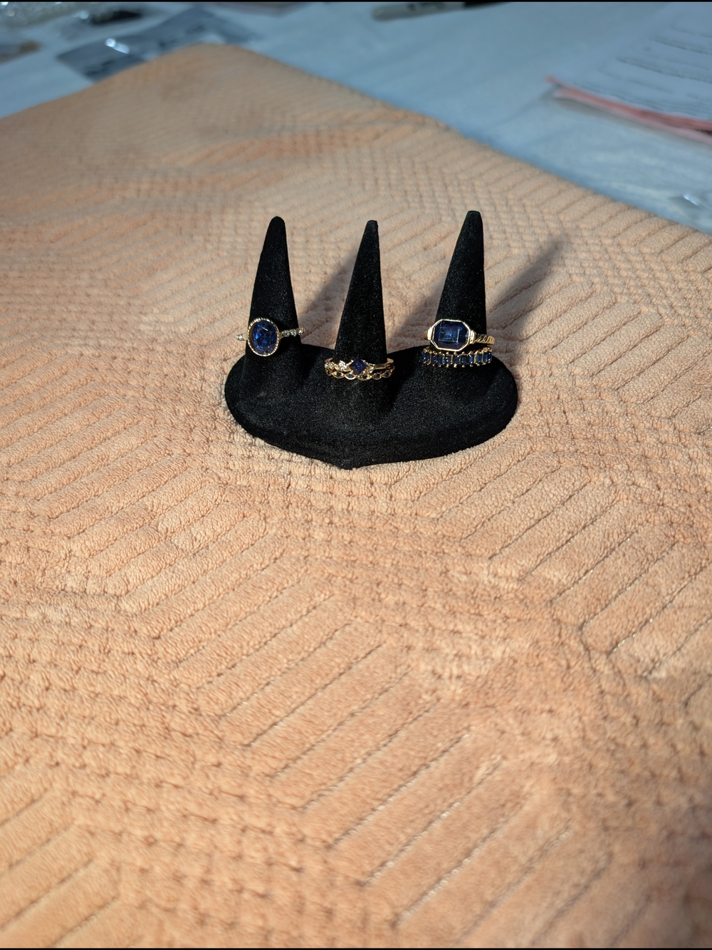 5 Ring Set with Blue Sapphire Gemstones -